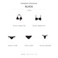 Swimwear Everywhere 2026 Black solid-color bikini tops and bottoms from the catalog