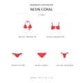 Swimwear Everywhere 2026 Neon Coral solid-color bikini tops and bottoms from the catalog