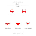 Swimwear Everywhere 2026 Red solid-color bikini tops and bottoms from the catalog