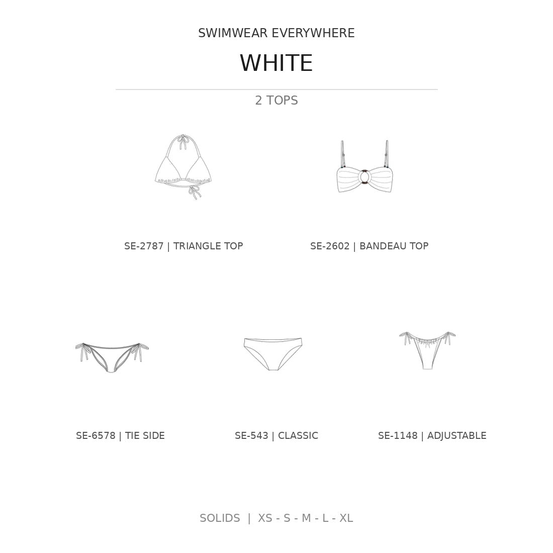 Swimwear Everywhere 2026 White solid-color bikini tops and bottoms from the catalog